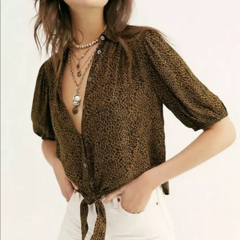 Free People Cheetah Print Top